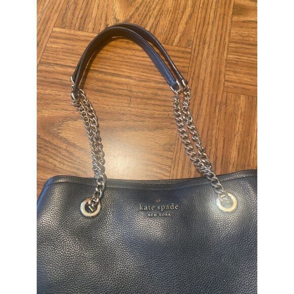 Kate Spade women’s black leather medium rectangle chain handle bag with pockets - Picture 8 of 10